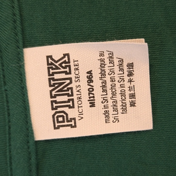 NWOT PINK Victoria's Secret Cropped Raw Hem Striped Logo Longsleeve - Picture 3 of 4